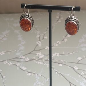 Amber sterling silver earrings